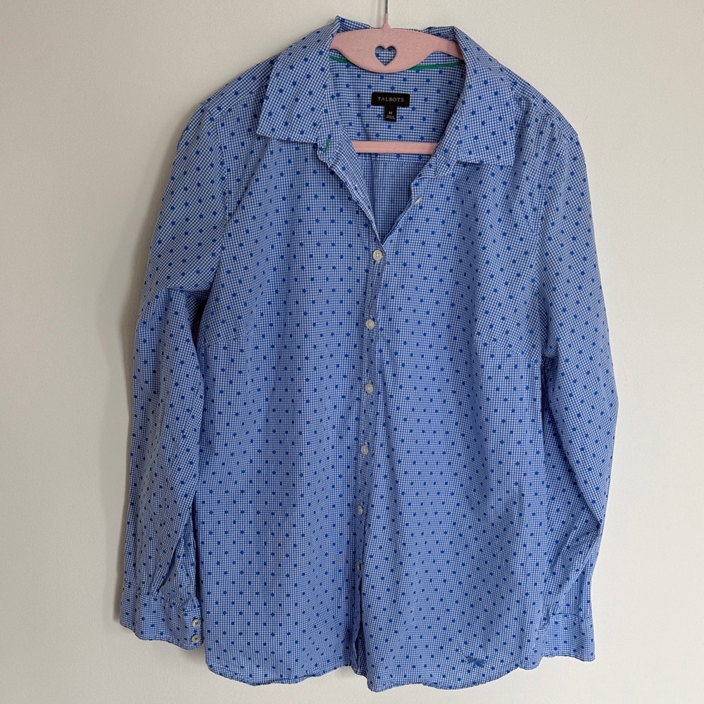 Talbots Blue Geometric Button-Down Shirt